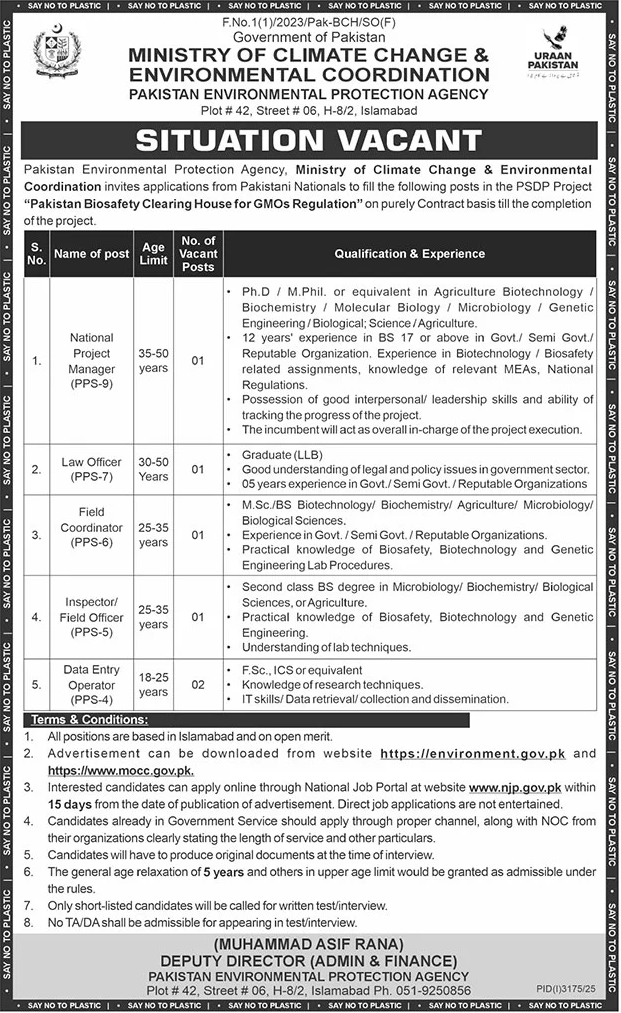 Ministry of Climate Change & Environmental Coordination Jobs